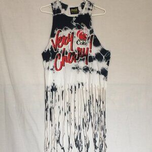 Coca-Cola Coke Very Cherry Womens Camisole Tank Top Small Fringe Black White
